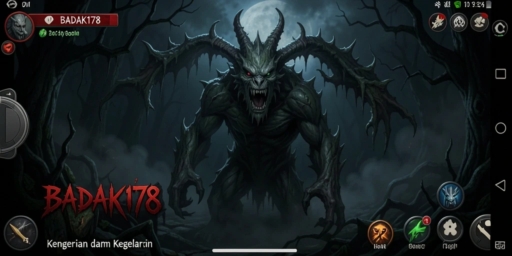Screenshot utama BADAK178 menunjukkan suasana mencekam dan gameplay yang intens.