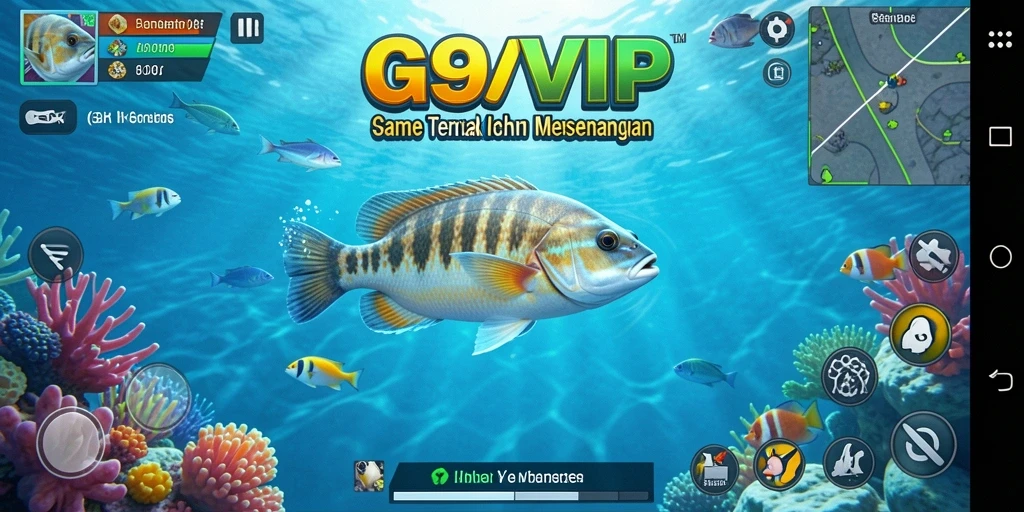 Gameplay seru G9VIP dengan berbagai jenis ikan yang bisa ditangkap.