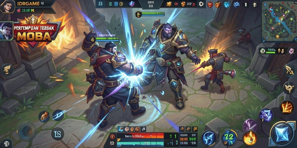 Tangkapan layar menampilkan pertempuran seru dalam game MOBA.