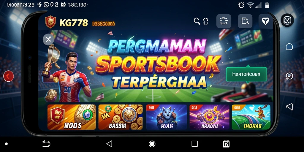Screenshot KG778 menunjukkan interaksi pengguna dengan tampilan Sportsbook yang menarik.