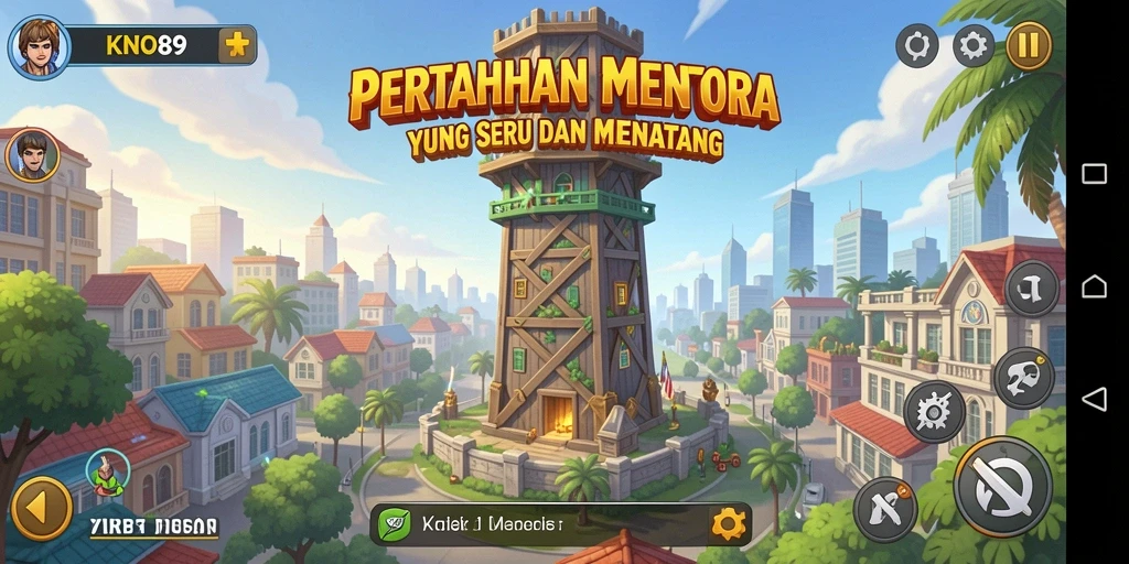 Tangkapan layar KNO89 menunjukkan aksi seru dalam permainan Tower Defense.