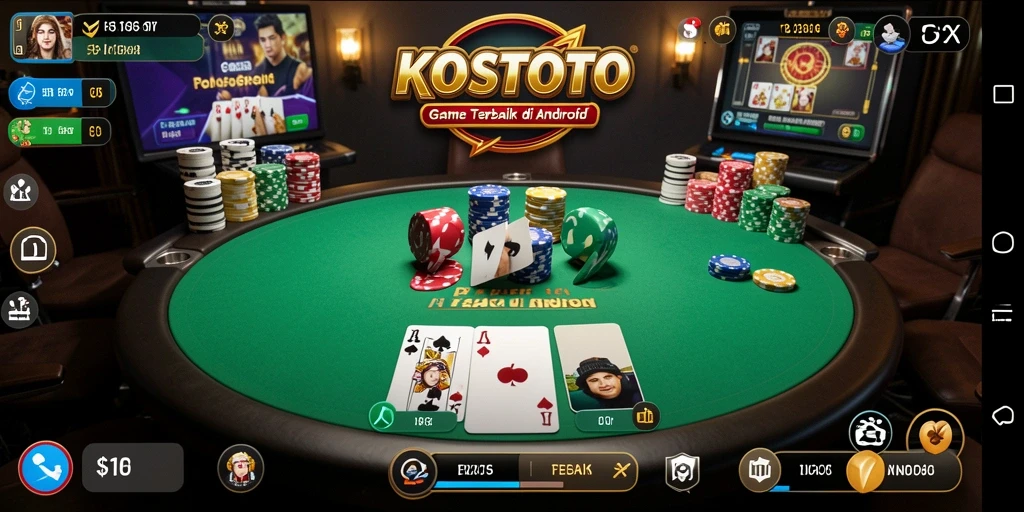 Tampilan gameplay KOSTOTO yang menegangkan dalam permainan Poker.