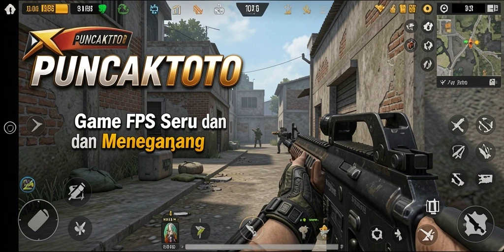 Screenshot utama PUNCAKTOTO menampilkan aksi intens di medan perang.