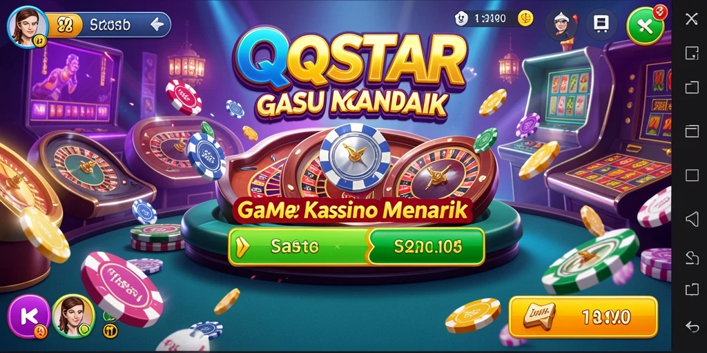 Screenshot utama <strong>QQSTAR</strong> yang menampilkan gameplay Kasino yang seru.