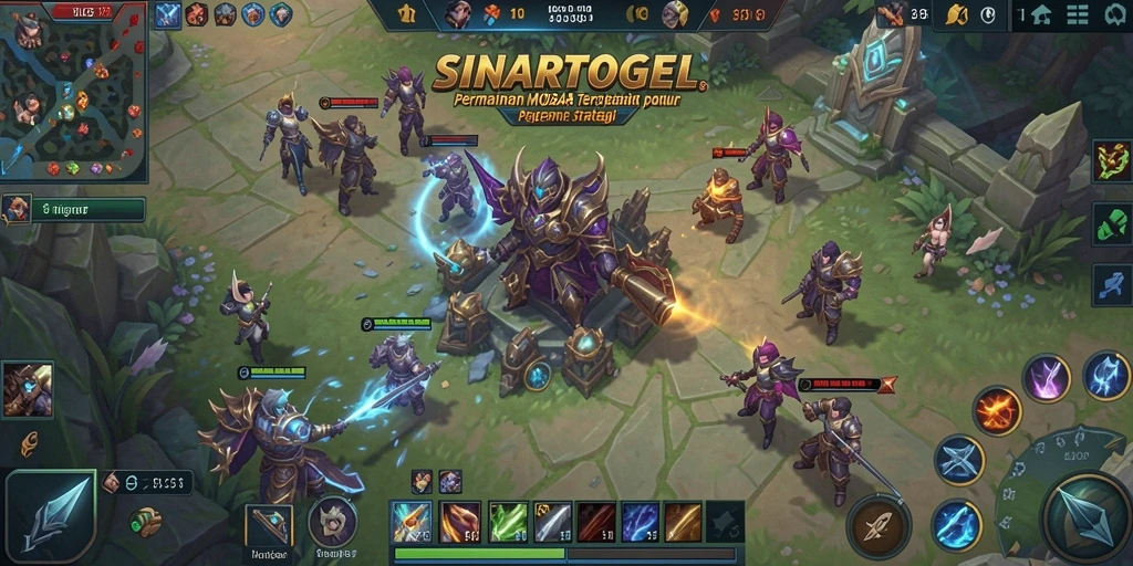 Tangkapan layar gameplay SINARTOGEL yang menampilkan pertarungan seru di dunia MOBA.